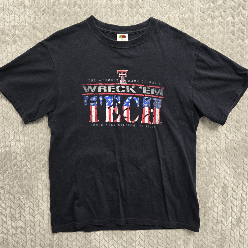 Texas Tech OSU Wounded Warrior Game Fruit Of‎ The Loom T Shirt Mens Medium